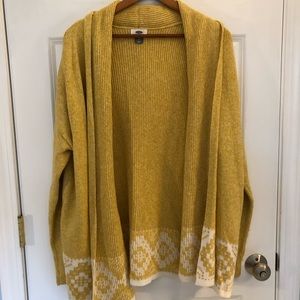 Old Navy Mustard Aztec Nordic Sweater Cardigan L